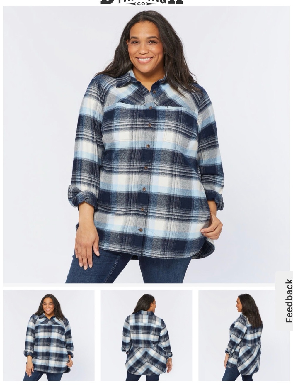 Duluth Trading Co Blue and White Plaid Button-Down Shirt